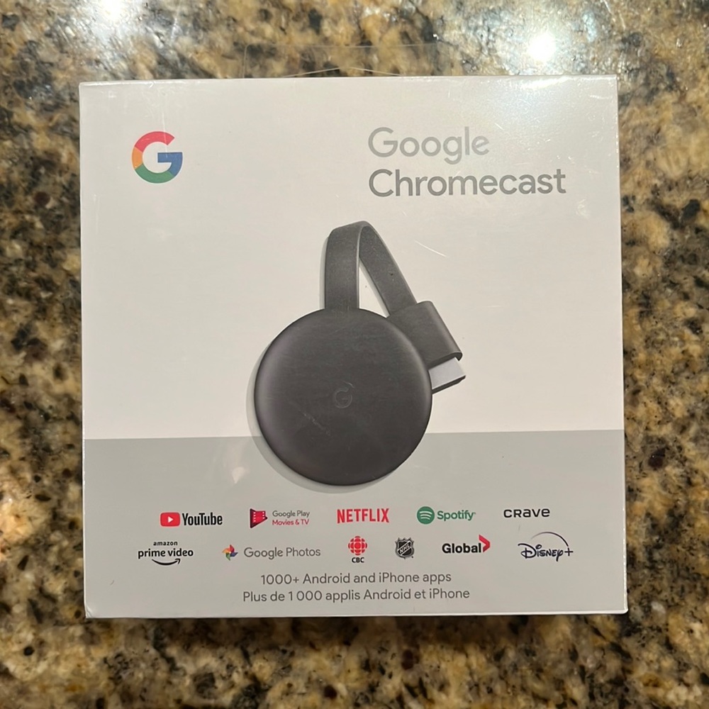 Google Chromecast BNIB. Stored away from light under the TV. Never opened.